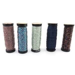 Kreinik Metallic Thread for Stitching 5 Spools Mixed Colors- 1/16 Ribbon 5x10M